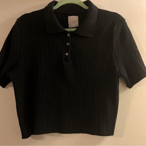 black cute crop top ribbed